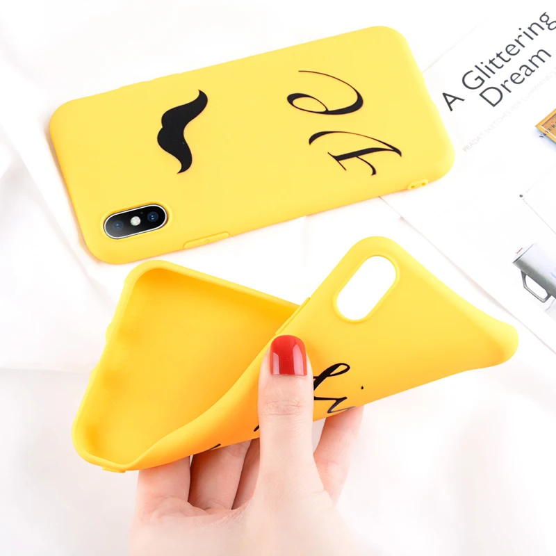 Moskado Fashion Cartoon Cute Beard YES Letter Phone Case For iPhone 6 6S 7 8 Plus X Soft TPU XR XS MAX |