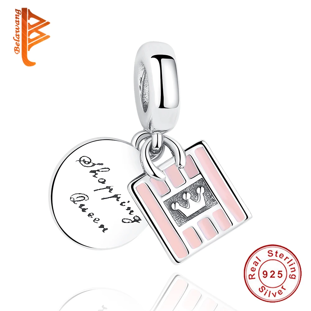 925 пробы серебро Благородная королева шоппинга мешок Очаровательные бусы