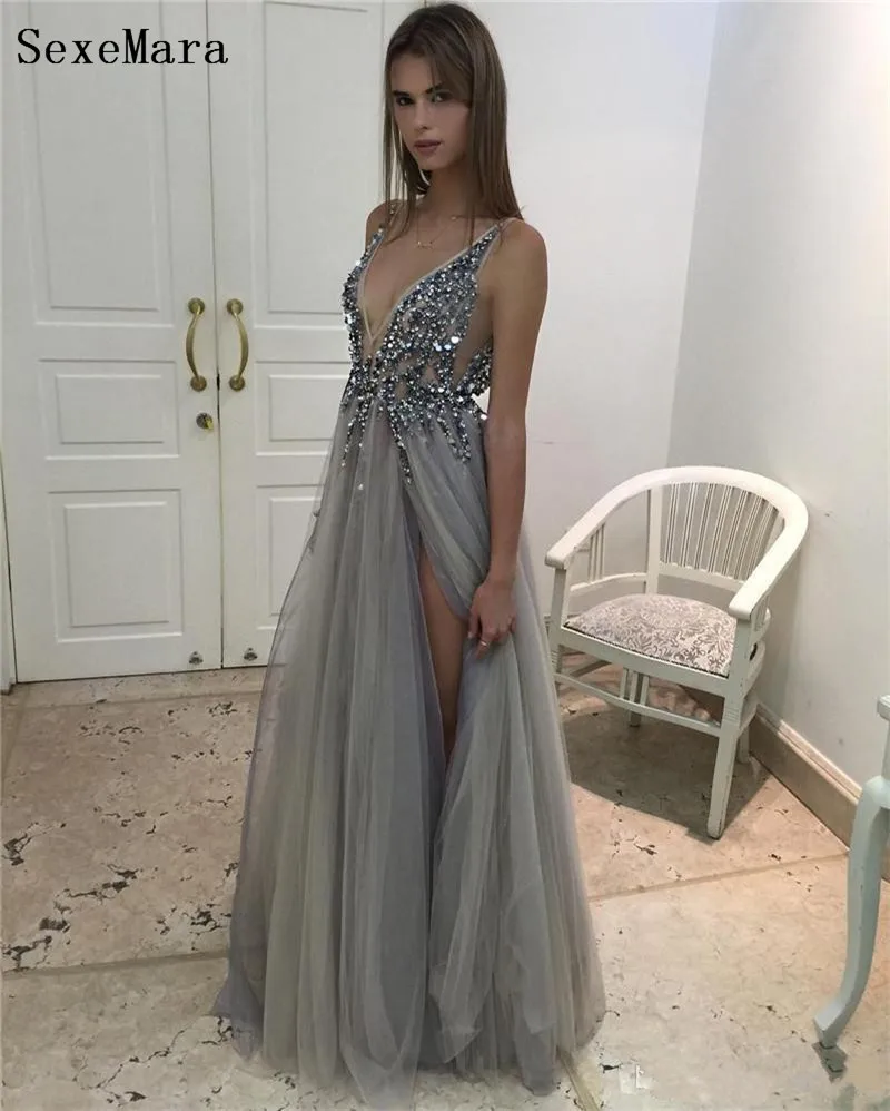 Пикантные бусины бедра вечерние платья с разрезом Погружаясь декольте спинки