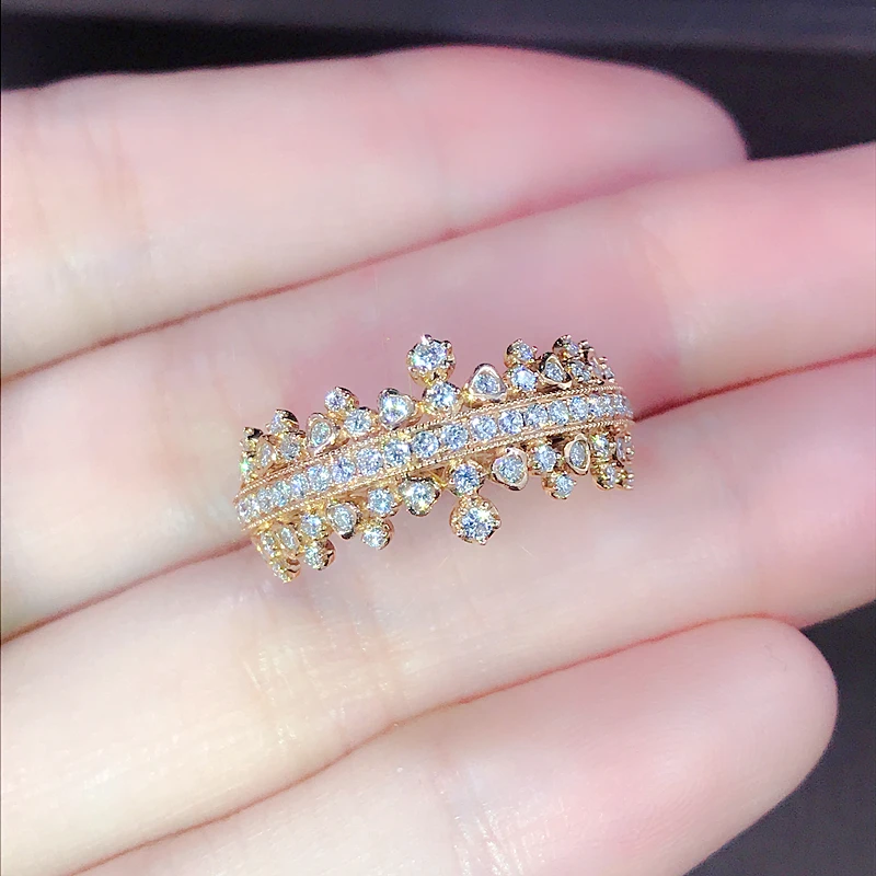 EDI винтажная корона в форме бриллианта обручальное 14 k Rose Gold 0,6 cttw реального кольцо с натуральным бриллиантом Юбилей украшения подарок