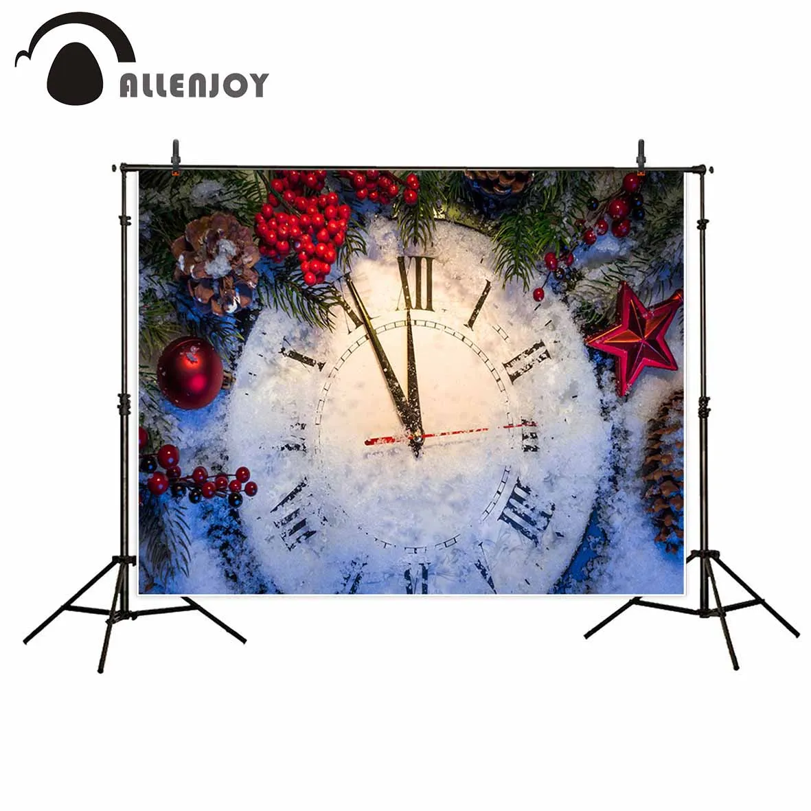 Allenjoy Рождество омела часы фотография фон украшение листья звезды снег дети