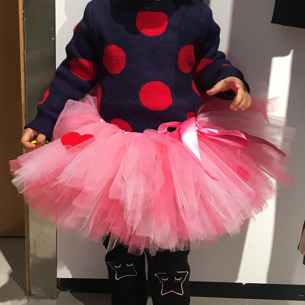 Розовая Полиэстеровая фатиновая юбка для маленьких девочек детская пачка с