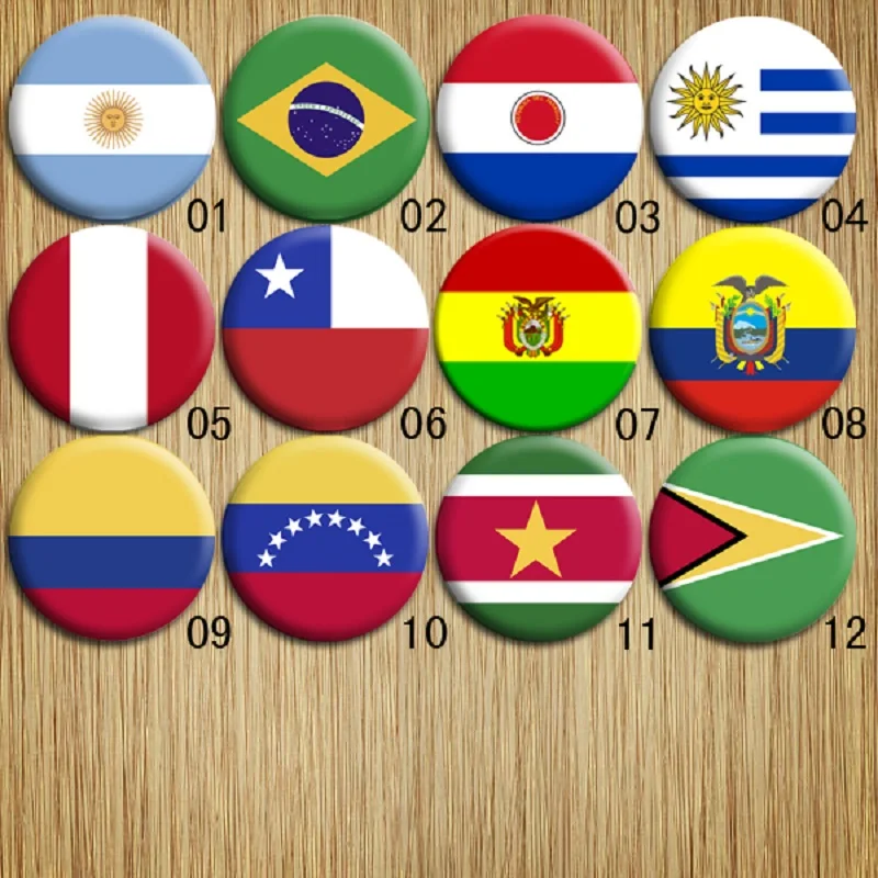 Значок национального флага Южной Америки Аргентины Бразилии Uruguay Перу Чили