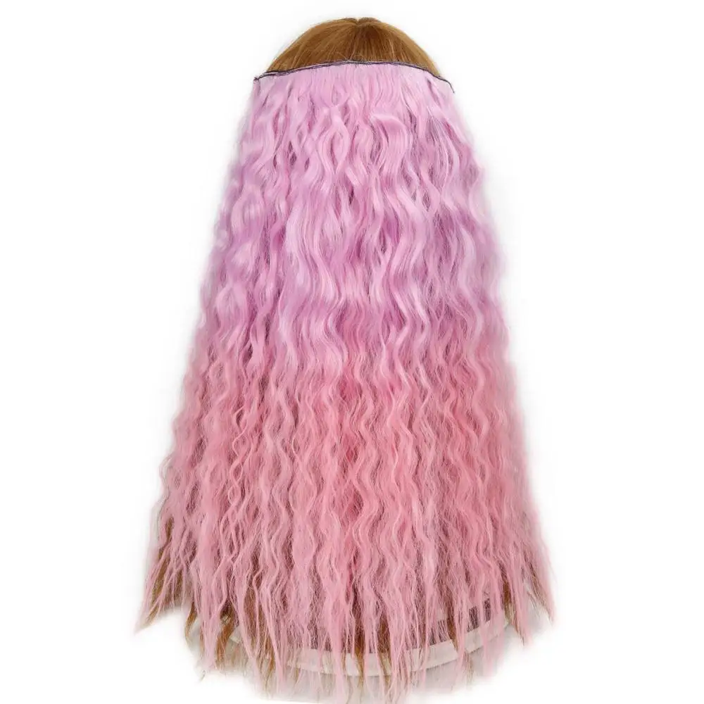 M PINK HANNE 24 дюйма 60 см длинные натуральные волнистые Омбре смешанный коричневый/синий/зеленый/розовый/серый/фиолетовый синтетические волосы на заколках для наращивания - Цвет: M PINK