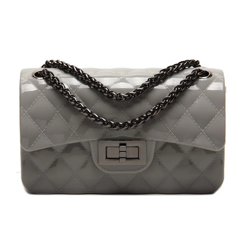 Летняя женская мини сумка из силикагеля с цепочкой бриллиантами плетеная