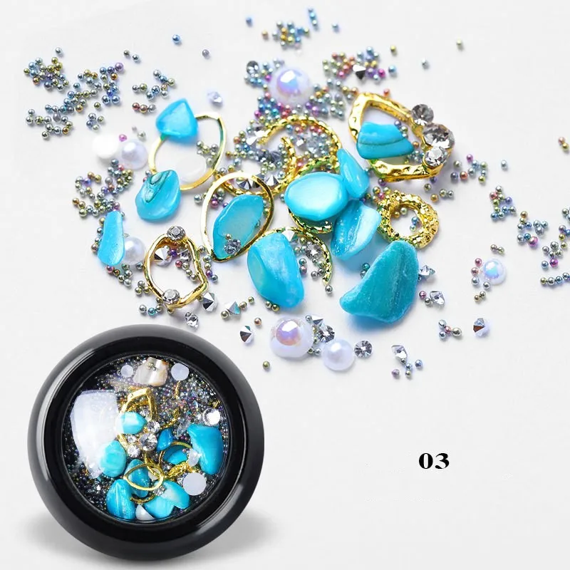 Камни для ногтей с измельченными ракушками микро-бусины стразы акриловые