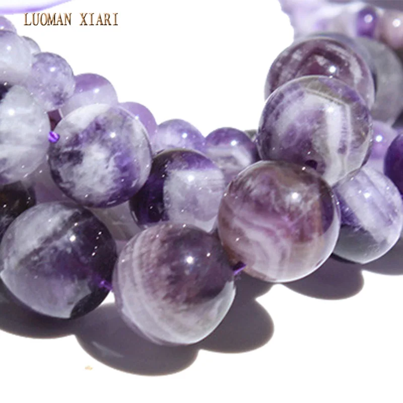 Luoman xiari AAA+ круглый природный камень аметист бусины для самостоятельного изготовления ювелирных изделий браслет Цепочки и ожерелья Материал 4/6/8/10 мм нить 15''