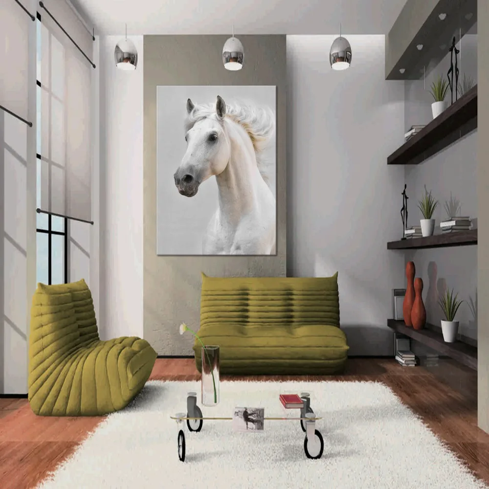 1 панель белая лошадь постер картина искусство для дома гостиной отеля Настенная