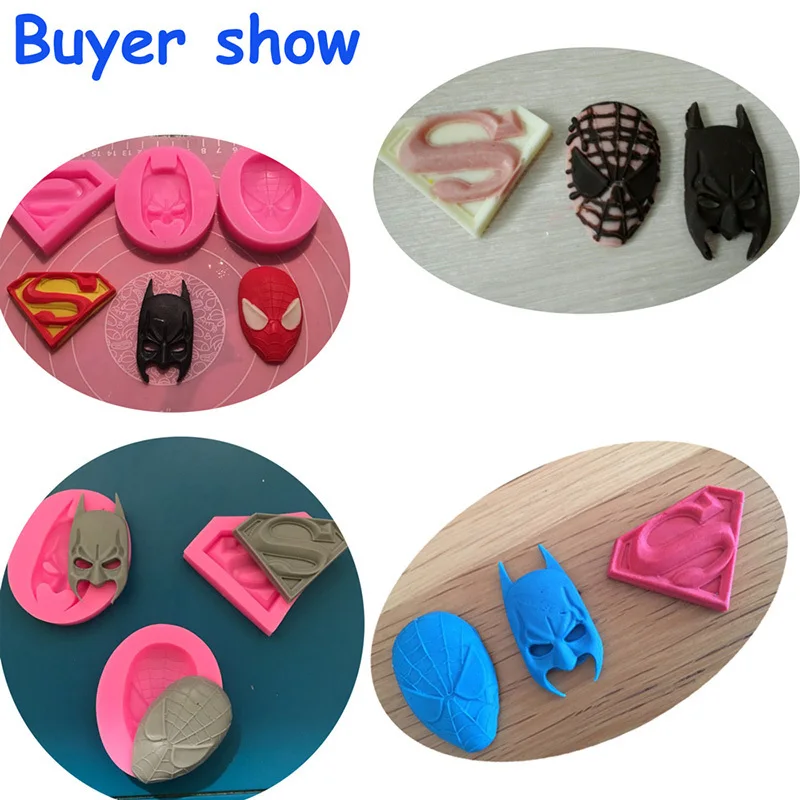 DIY Superman Spiderman Batman силиконовые формы 3D Ремесло Конфеты Fondant(сахарная) шоколадная форма маска для лица для дня рождения торт украшения инструменты