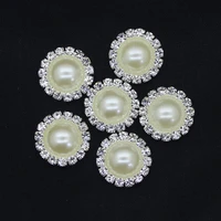 classical wholesale silver rhinestones ivory pearl garment shank buttons wedding gift ornaments 60pcs lot new