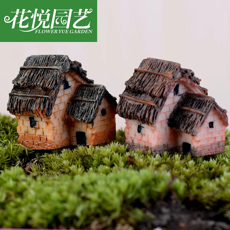 1 pcs Moss micro landscape decoration 6 thatched house resin small House creative crafts Zakka Wind | Дом и сад