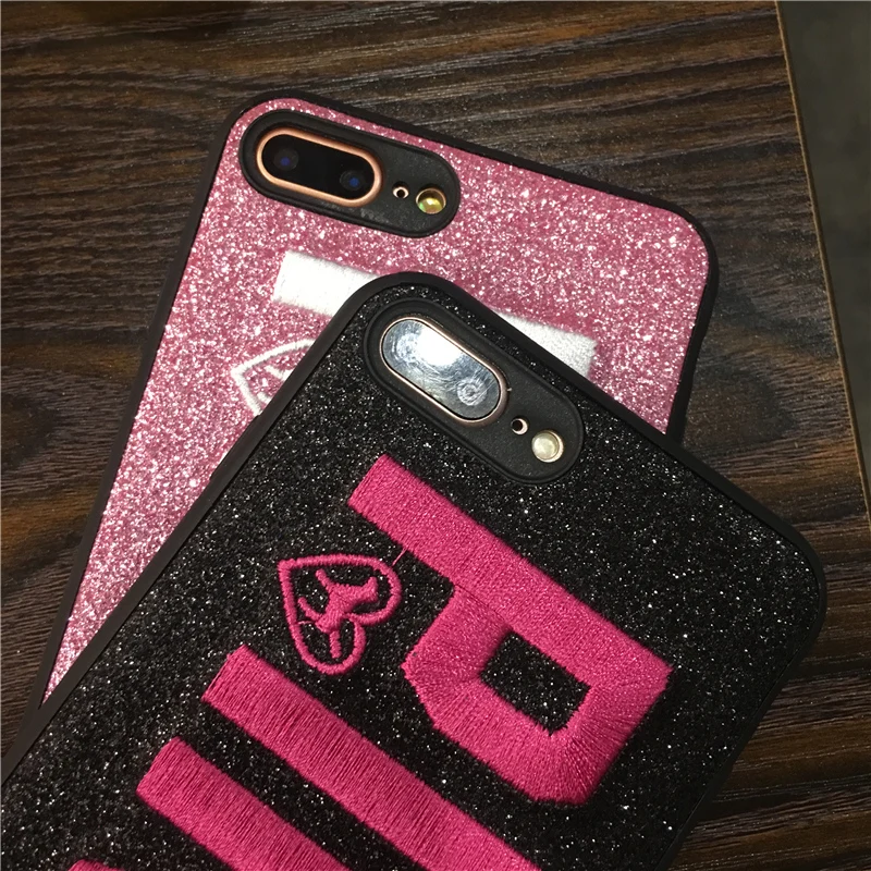 3D Блестящий розовый чехол с вышивкой Виктории для iPhone 8 7 6 6S Plus X XS max XR мягкий