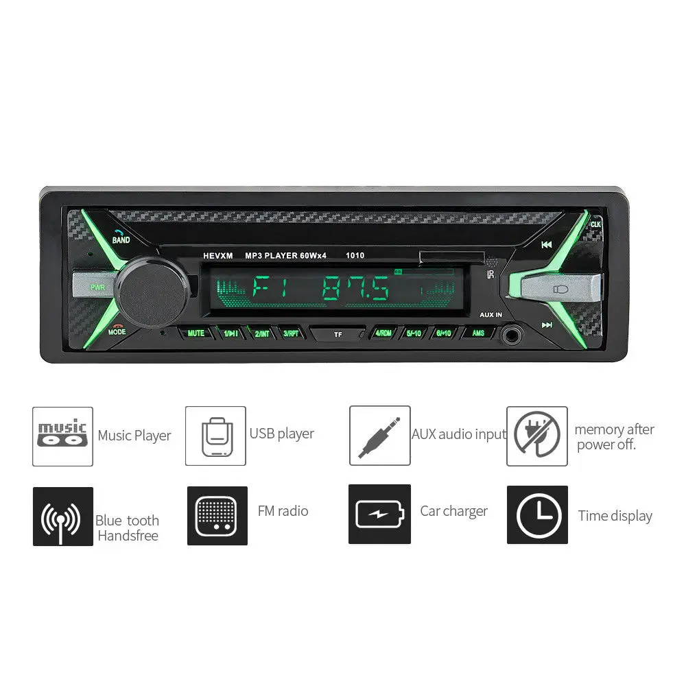 Одноместная Автомагнитола 1 DIN стерео с Bluetooth Автомобильный MP3 плеер