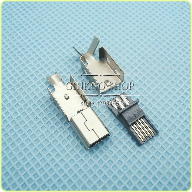 200 компл./лот мини USB разъем MINI-5P экранированные Т-порты Мужской провод-тип костюм