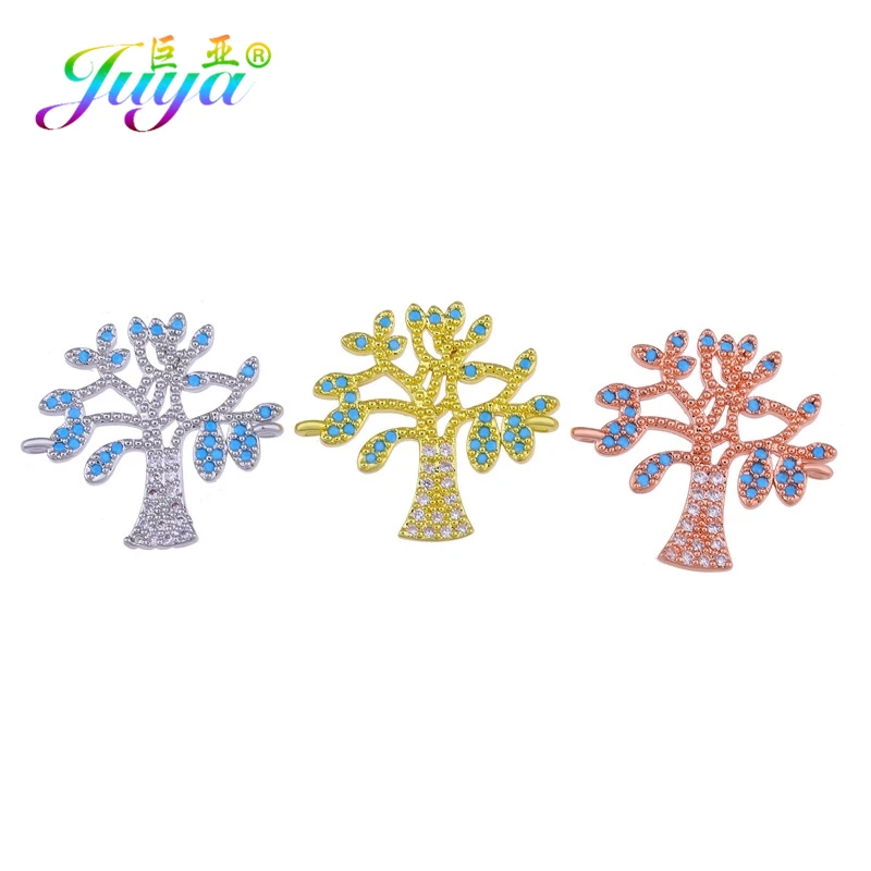 

Juya DIY Jewelry Charms Micro Pave Zircon Handmade Tree of Life ConnectorsAccessories For Women Men Needlework Jewelry Making
