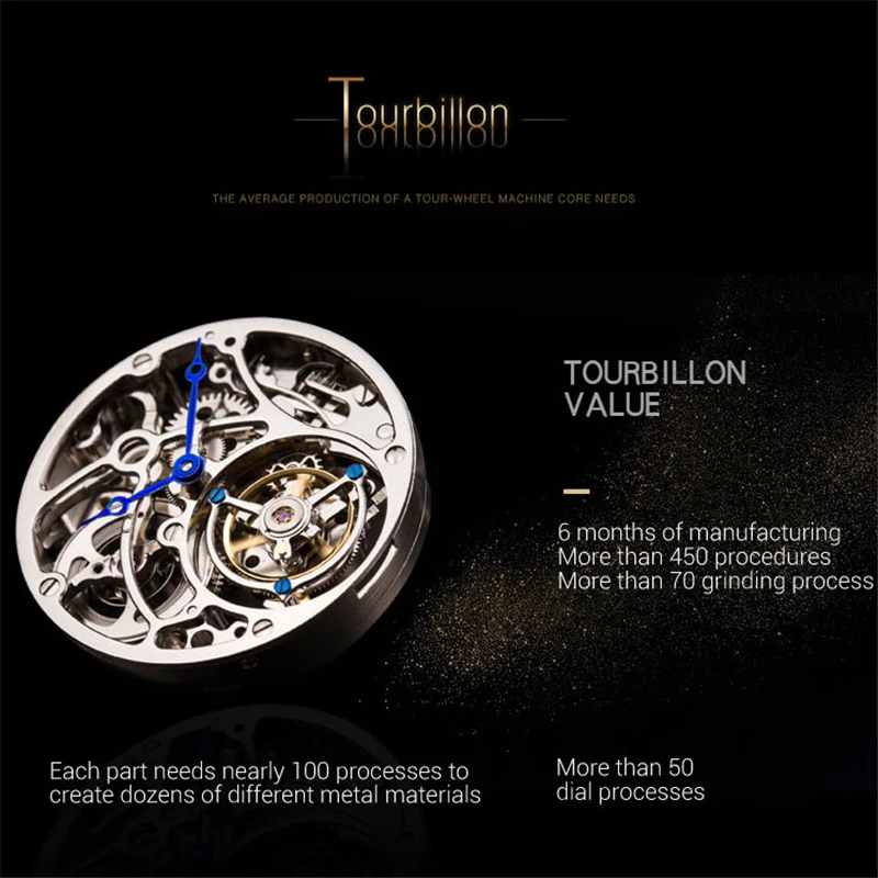 Tourbillon механические часы мужские Лидирующий бренд часы сапфировые зеркальные оригинальные ручные намотки полый ход Мужские t кошачий глаз часы Saat