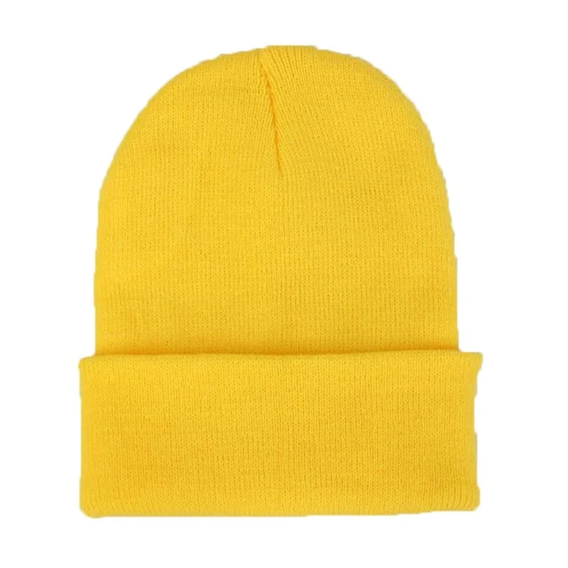 Yellow 5 шт. DIY Индивидуальный Дизайн Пользовательский логотип осень зима сплошной цвет вязаные шапки Скалли бини для мужчин женщин команда бренд настроить - Цвет: Yellow