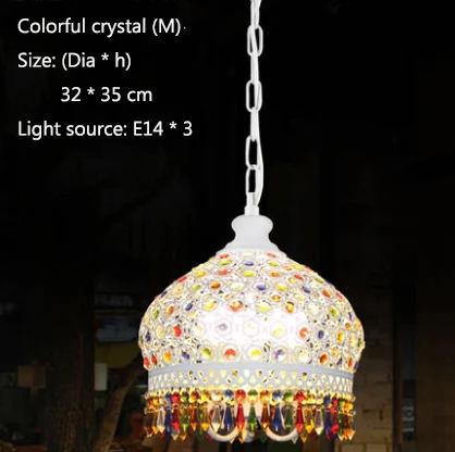 White colorful 35CM Средиземноморский малышек богемский разноцветный K9 с украшением в виде кристаллов подвесной светильник Лофт Винтаж висящий канделяр кафе бар магазин столовая Гостиная - Цвет корпуса: White colorful 35CM