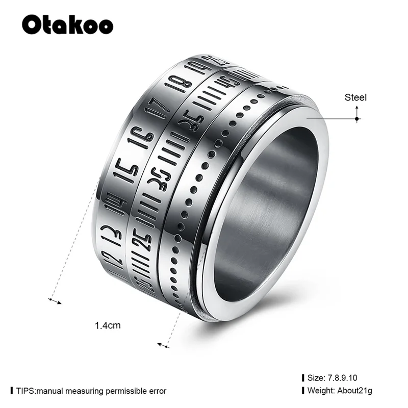 Кольцо Otakoo из нержавеющей стали для женщин и мужчин широкое вращающееся кольцо с