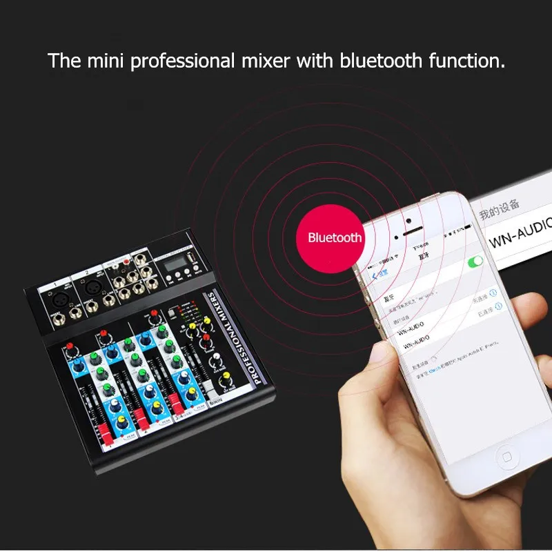 LEORY 4 канала мини микшерный пульт bluetooth DJ с USB Professional Металл Mezclador звук микшер для