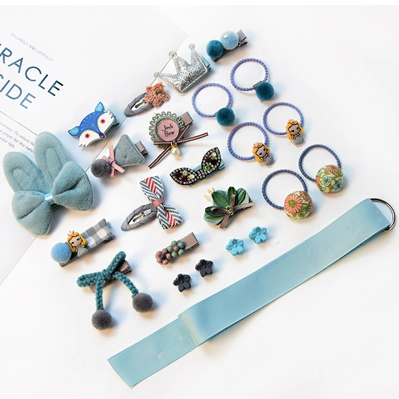 24 шт./компл. Новое Детское платье с цветочным рисунком; Животные аксессуары для волос бант заколка для волос в форме короны зажим для волос заколка со стразами Лебедь кролик, повязки для волос, головной убор для девушки