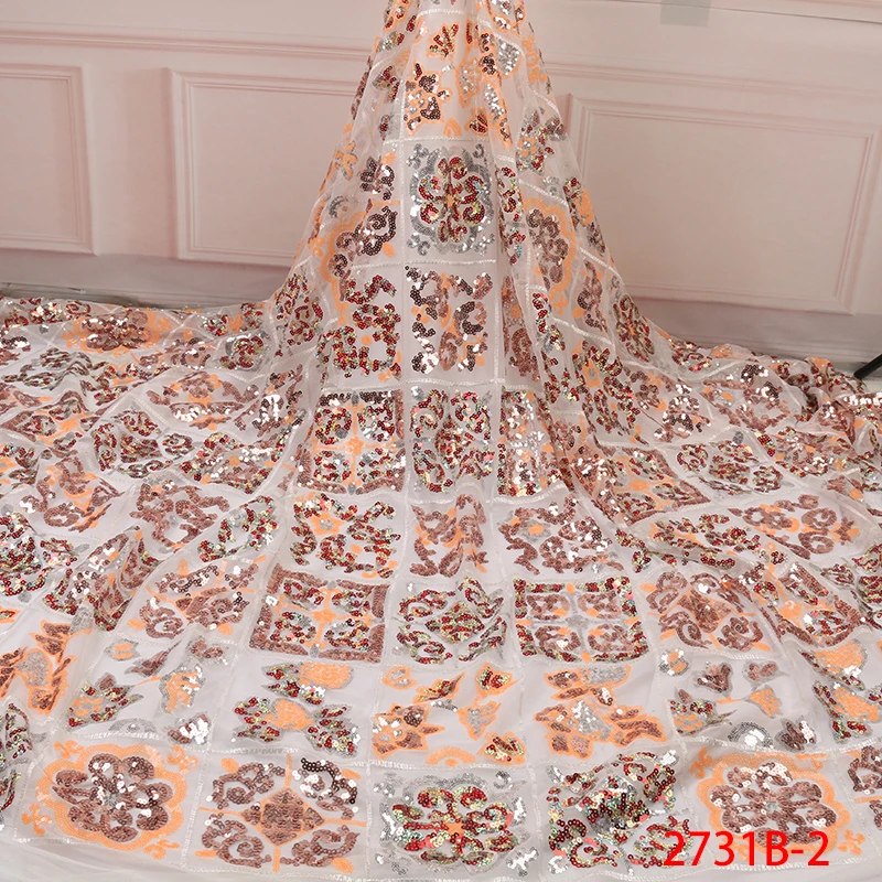 

Sequins Lace Fabrics African French Tulle Mesh Lace Fashion Nigerian Net Lace for Evening Party Latest French Mesh Lace APW2731B