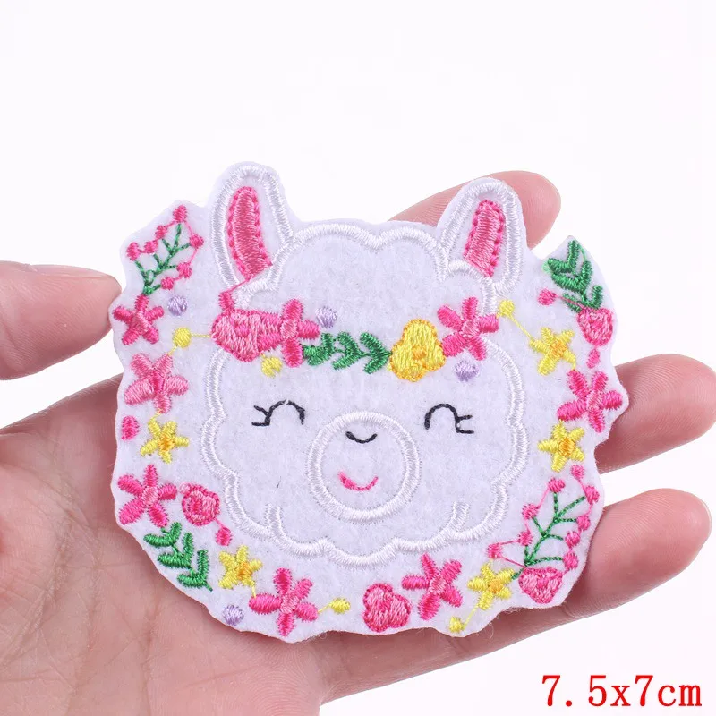 Prajna DIY железные нашивки мультфильм милый из альпаки овечий вышитые нашивки ткань для футболок патч наклейки для аппликаций на одежду в полоску