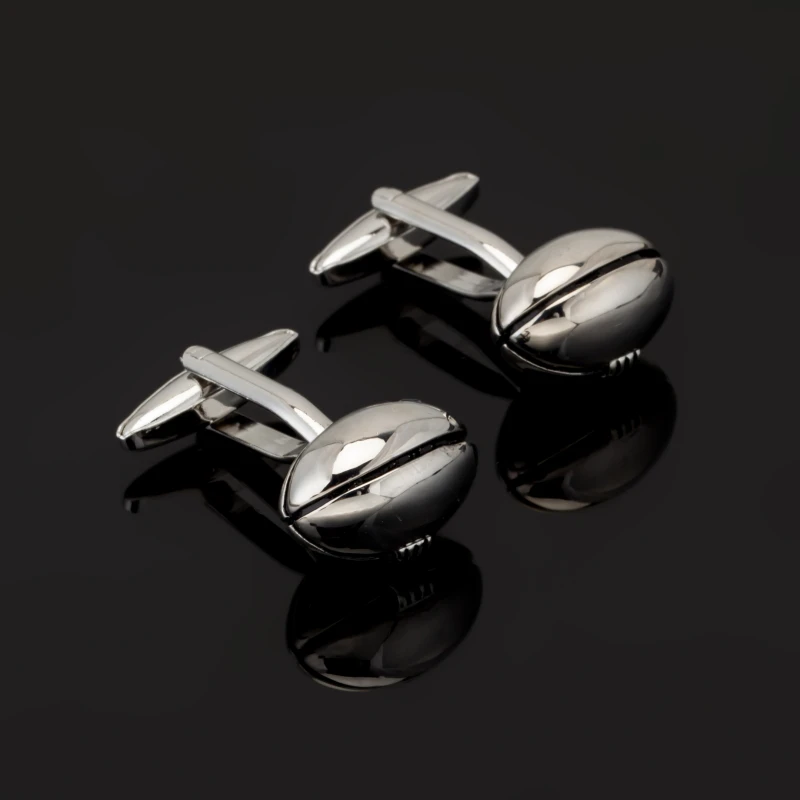 Высококачественные запонки для регби спортивные Серебристые Бальные