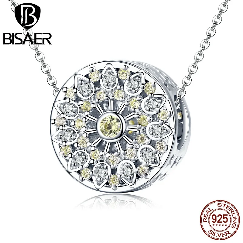 BISAER Горячая Мода 925 пробы Серебряный замысловатый Серебряный Цвет бусины в стиле барокко для браслета Шарм подходит талисманы для женщин подарок HVC063 - Цвет: Necklace-HVC063
