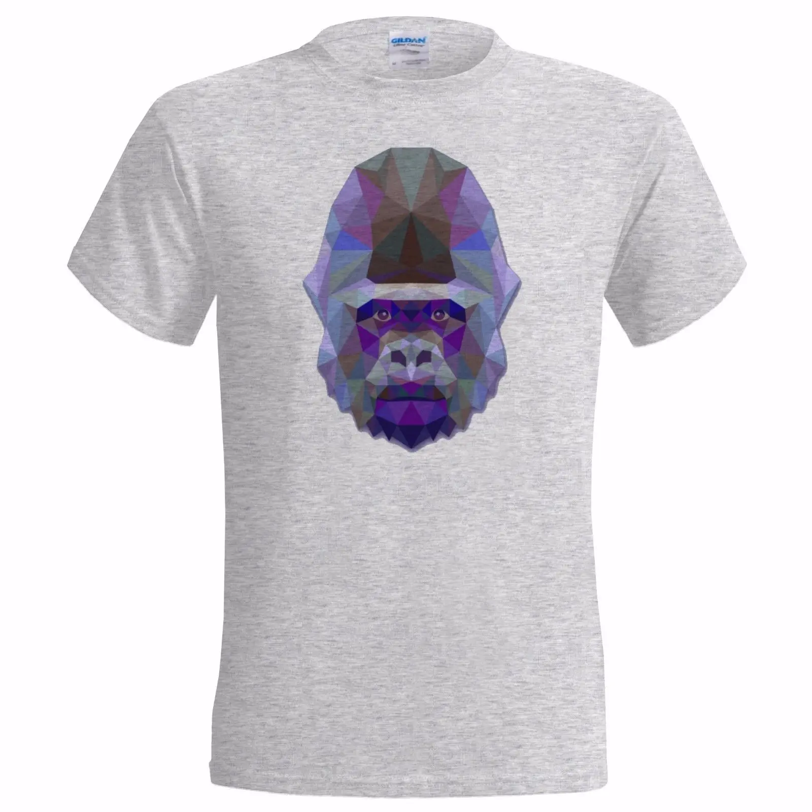 GEOMETRIC GORILLA ART COLOURED DESIGN MENS T SHIRT APE GIFT ANIMAL PRESENT Top Tee 100% Cotton Humor Men Crewneck Shirts Fr | Мужская