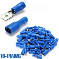 100pcs 50sets 6 3mm 16 14awg femalemale electrical wiring connector insulated crimp terminal spade blue fdfd2 250 mdd2 250
