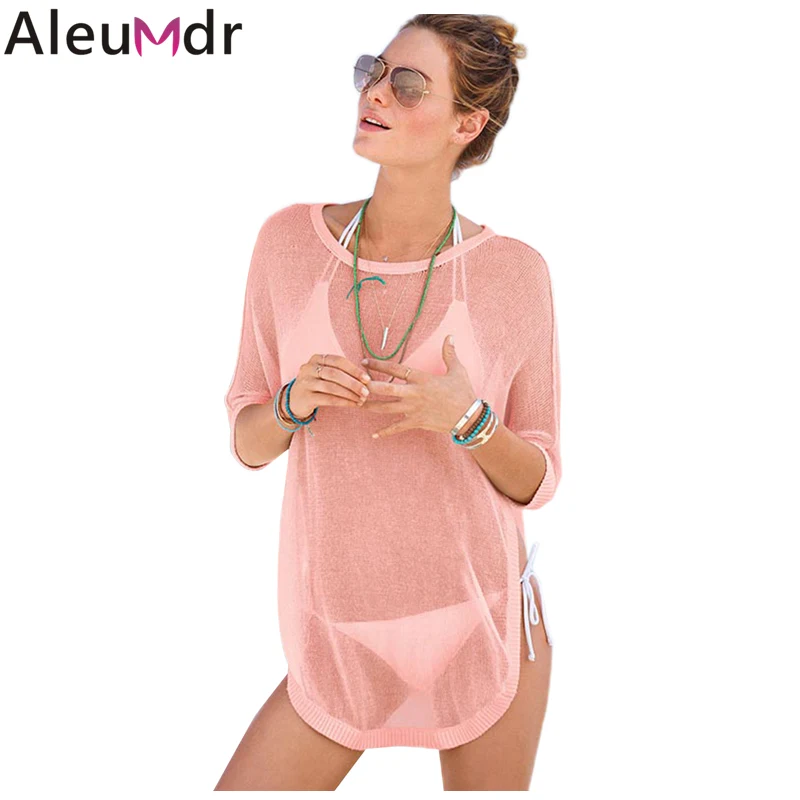 Aleumdr купальники для малышек женские туники кафтан пляжные платья 2019 Небесно