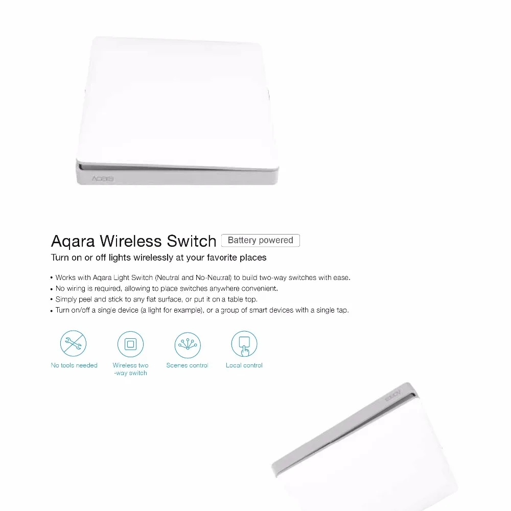 Xiaomi Aqara, настенный светильник, переключатель ZigBee, нейтральная версия, одна двойная кнопка, ключ, умный дом для MiHome, приложение MIJIA, шлюз, обновлен