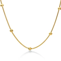 niba 316l stainless steel gold color round ball pendant necklace link chain necklace fashion jewelry for women or men