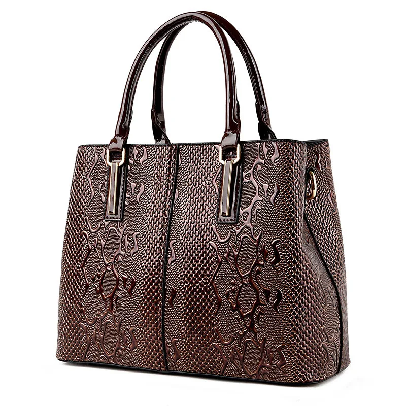 Новые модные женские ретро сумки элегантный одного плеча Satchel тиснение под змею