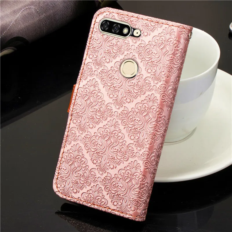 Роскошный чехол для Huawei Honor 7C из искусственной кожи кошелек с откидной крышкой и