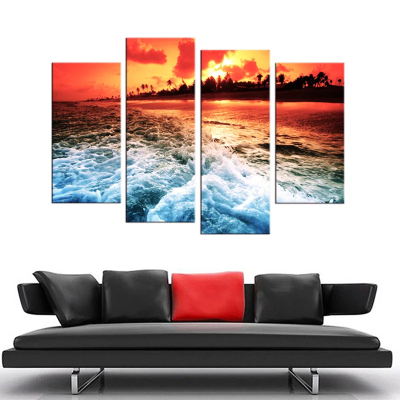 4 шт./компл. морской пейзаж с пляжным декором для стен украшение дома картина