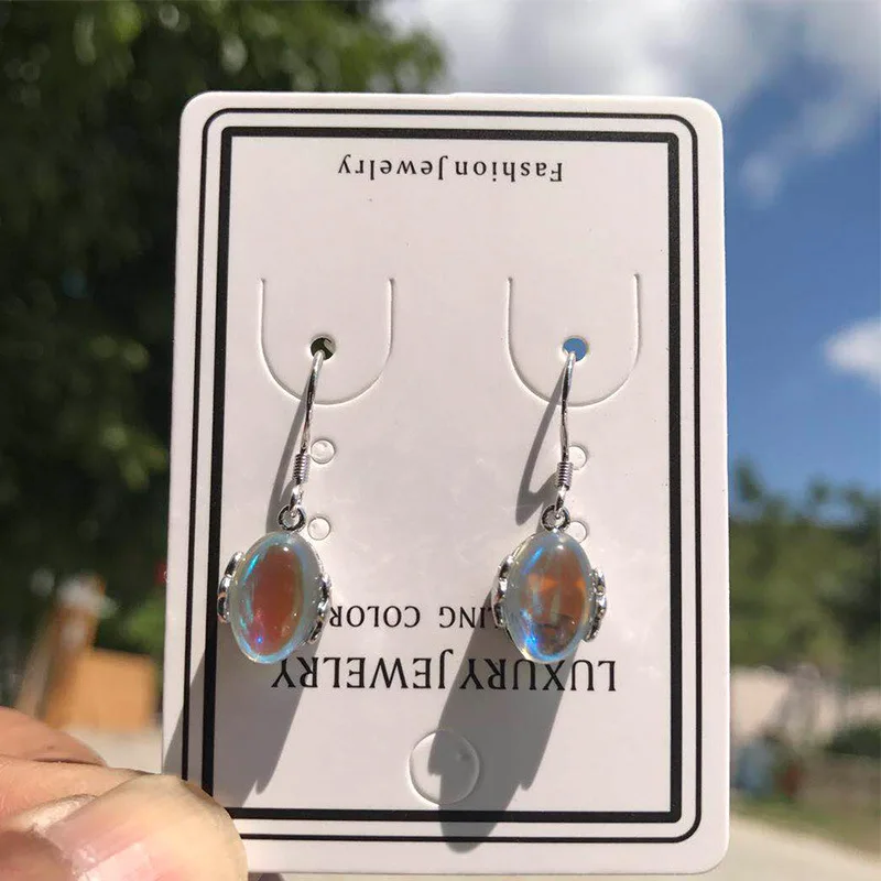 S925 Серебряные женские серьги из лунного камня милые маленькие ювелирные изделия