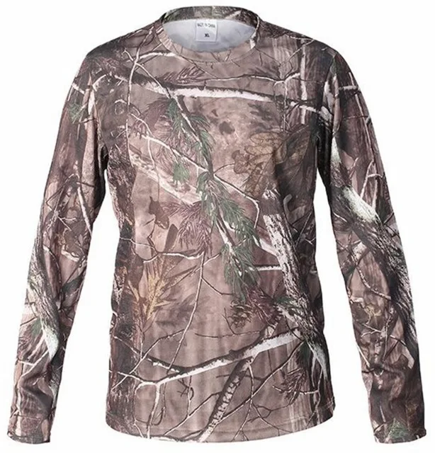 Tree Camo Новая летняя уличная камуфляжная охотничья футболка с длинным рукавом, быстросохнущие тактические топы, дышащие бионические камуфляжные футболки, футболки для кемпинга - Цвет: Tree Camo
