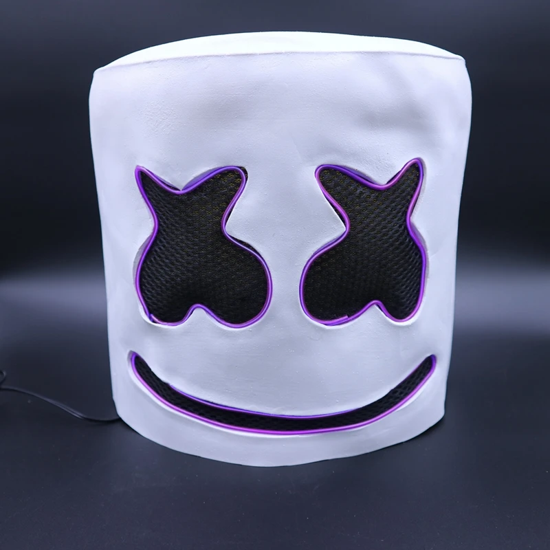 Маска диджея Зефирное лицо маски с подсветкой DJ marshmello шлемы косплей для хеллоуина и карнавала опора для marshmello праздничные Вечерние