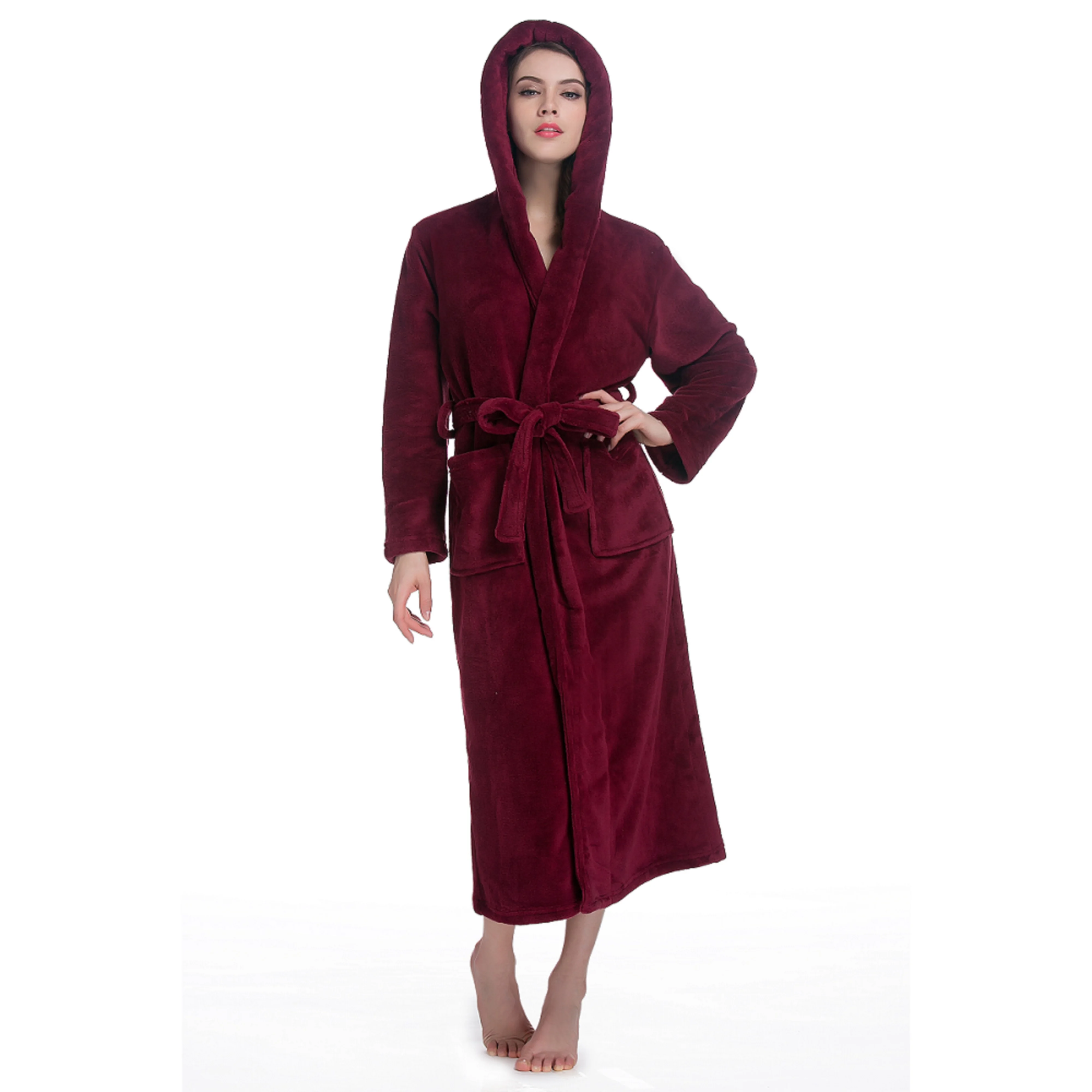 Lavenderi Women's woolen robe long bathrobe with cap | Женская одежда
