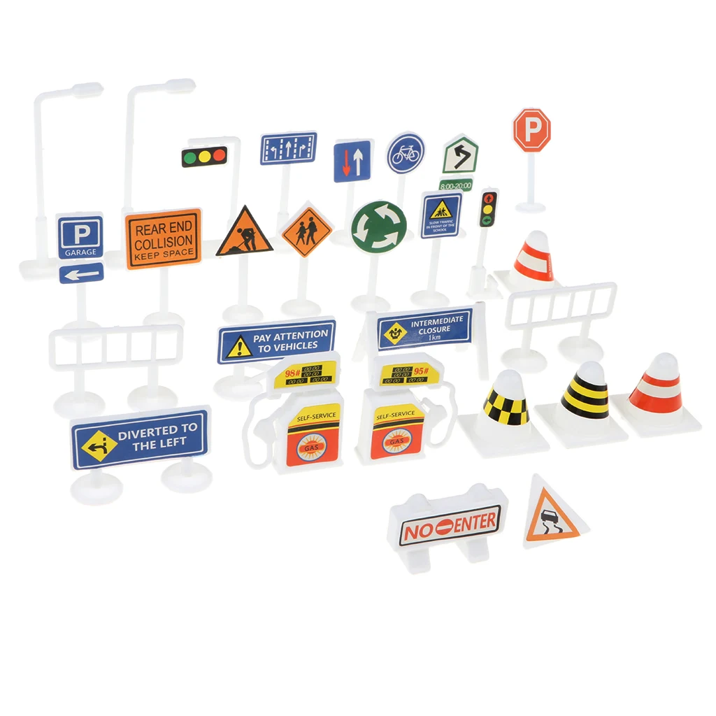 

Kids Street Traffic Signs Playset Educational for Traffic Knowledge Learning
