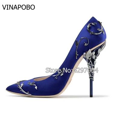 VINAPOBO 2018 дизайнерские женские атласные свадебные туфли с металлическим покрытием