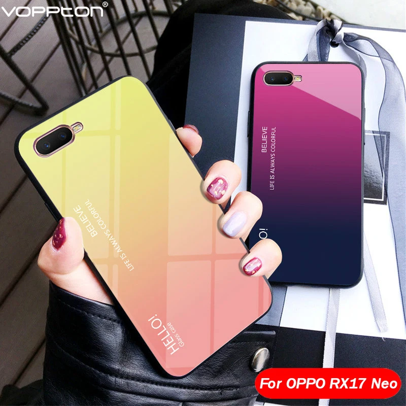 Градиентный чехол из закаленного стекла для OPPO RX17 Neo силиконовый ТПУ Рамка