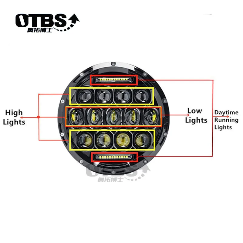 OTBS 7 "круглая светодиодная фара 75 Вт для мотоцикла проектор Автомобильный свет