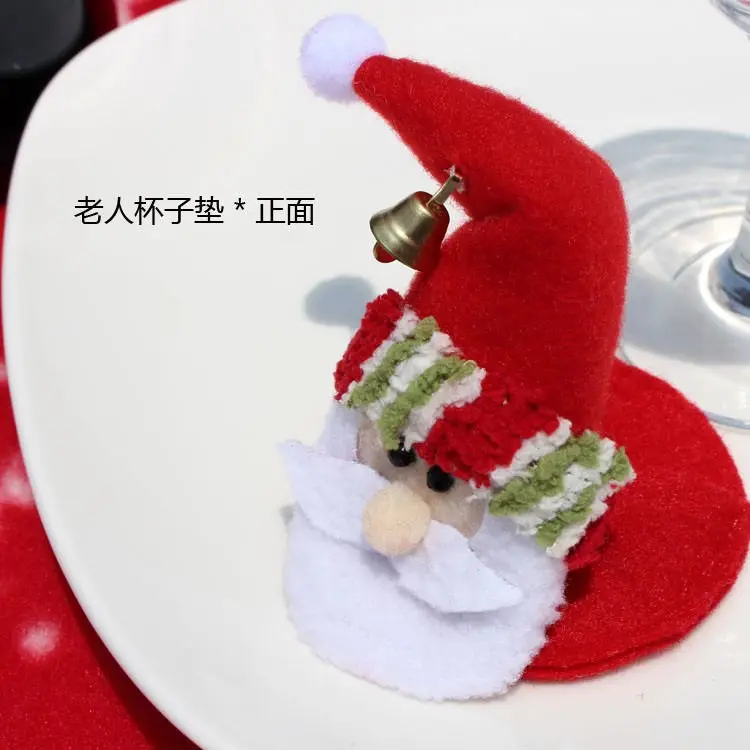 Рождественский праздничный Кубок Санта Клаус стеклянный коврик для бокала вина