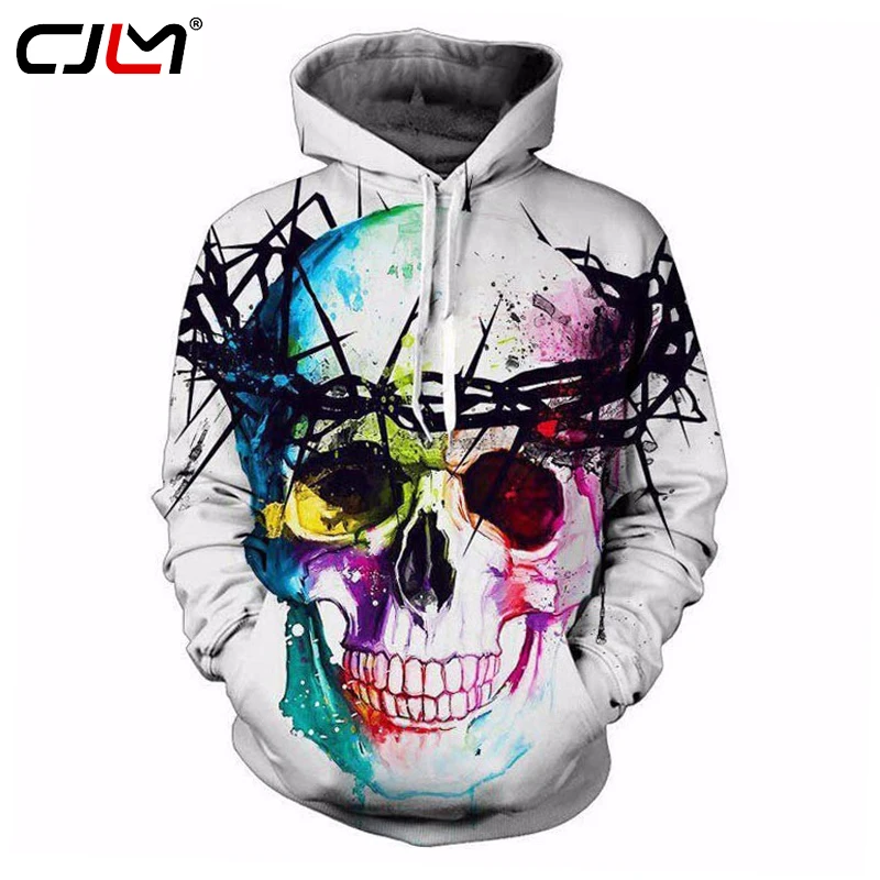 

CJLM белые толстовки с капюшоном и Для мужчин прохладный 3d в стиле «хип-хоп» в стиле «граффити» с принтом «череп», Толстовки с капюшоном Повсе...