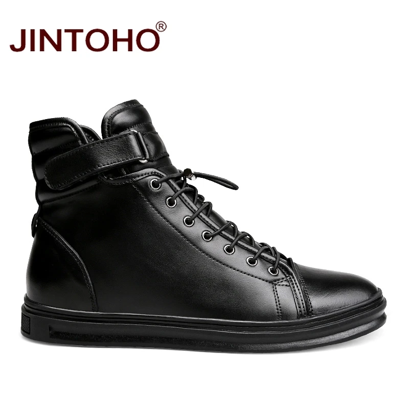 Высококачественная Зимняя мужская обувь JINTOHO из натуральной кожи брендовые