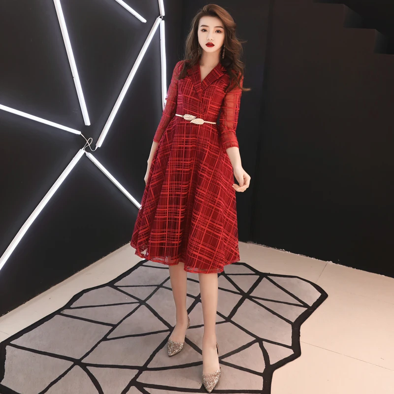Вечернее платье weiyin de Soiree винтажное кружевное вечернее короткое 2020 с v-образным