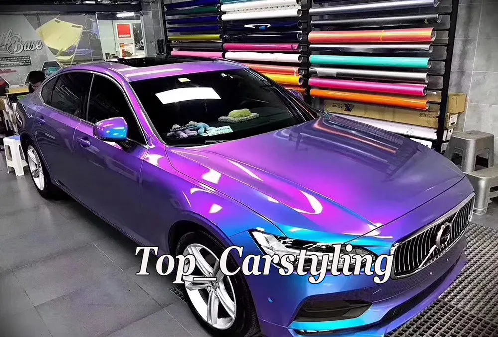 Ультраблестящая виниловая пленка карамельных цветов от синего до фиолетового